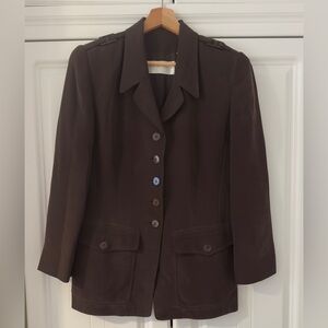 Dana Buchman  100% Silk Brown Blazer Jacket